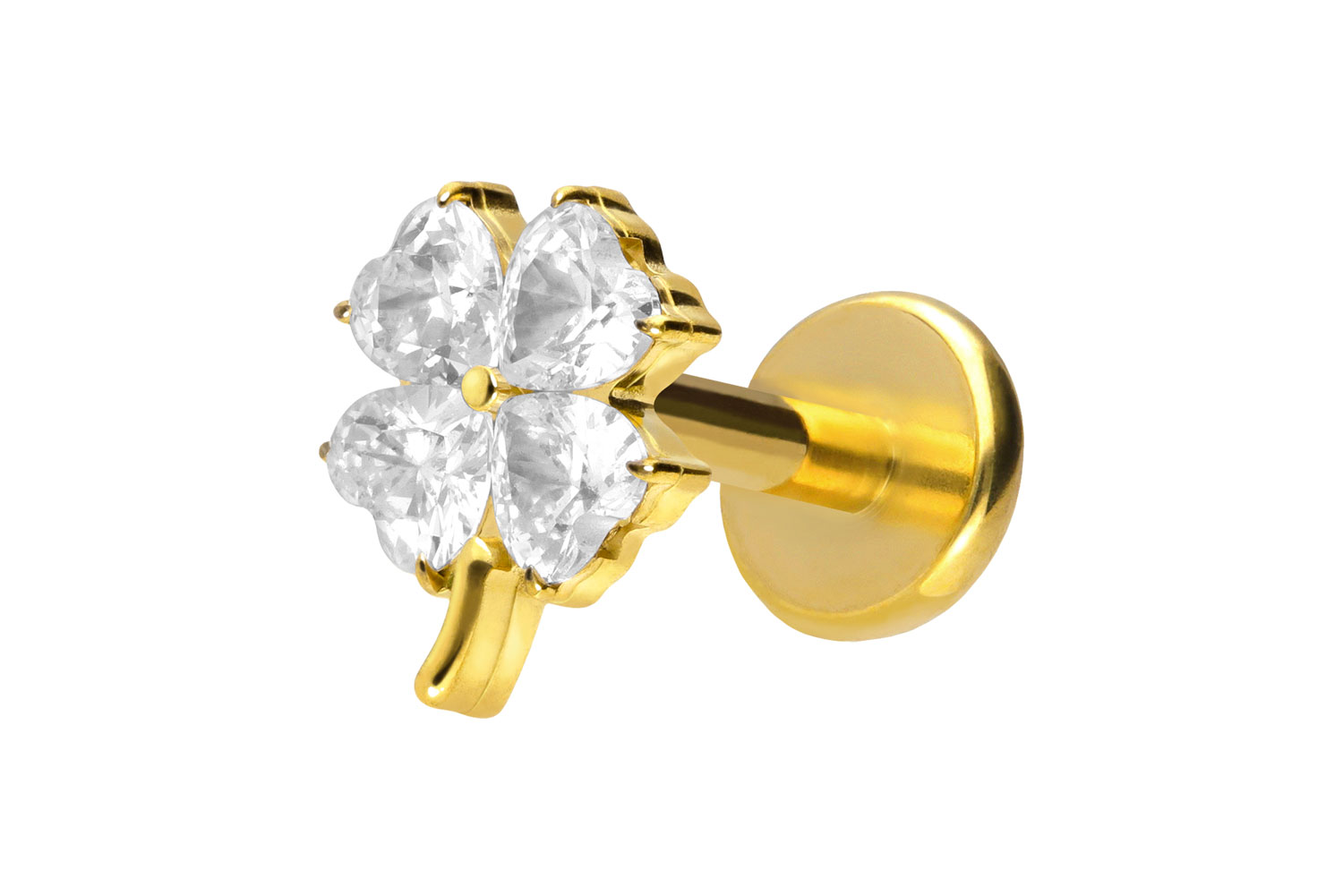 Titan Labret Piercing mit Push Fit KRISTALLKLEEBLATT